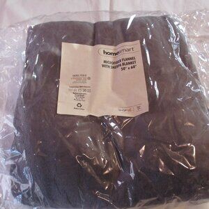 HomeSmart Luxury Sherpa Blanket 50" x 60" Gray /White Solid Reversible